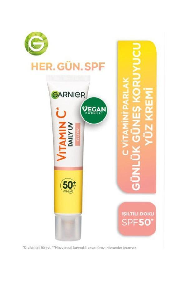 Garnier C Vitamini Parlak Günlük Güneş Koruyucu Fluid Yüz Kremi Işıltılı Doku Spf50+ 40Ml - Image 1