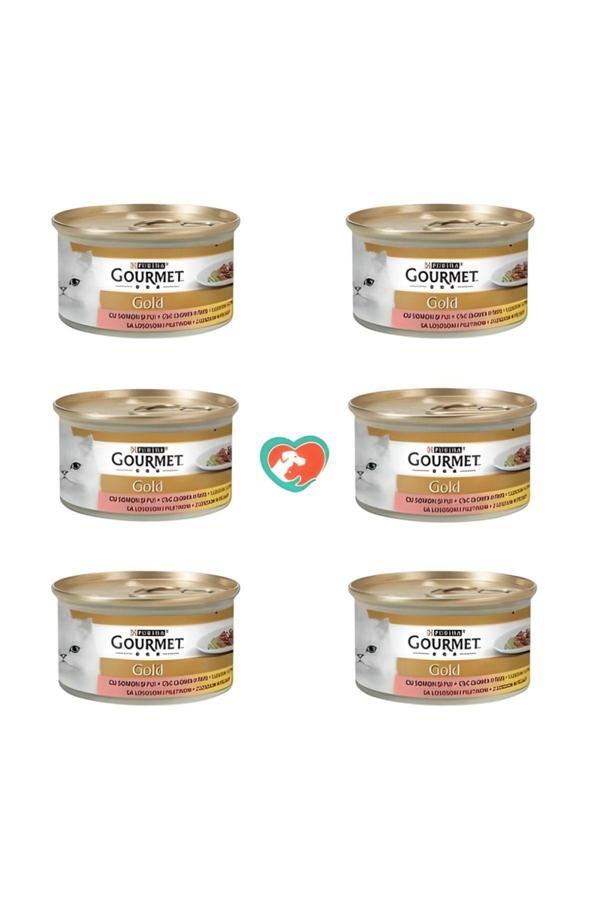 Gourmet Somon Tavuk Parça Etli Kedi Konservesi 6X85 Gr - Farmapets - Image 1