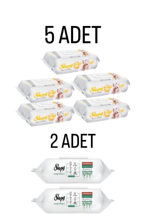 Sleepy Sensitive Islak Havlu 5X90 Lı 450Yaprak-Sleepy Easy Clean 100 Lü Yüzey Havlusu 2 Adet - Image 1
