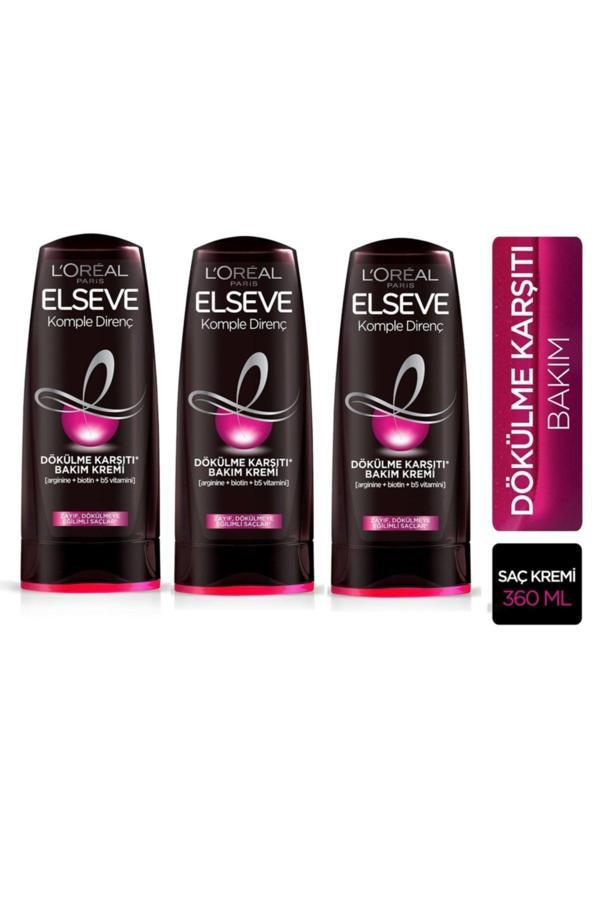 Elseve Loreal Paris Komple Direnç Dökülme Karşıtı Saç Kremi 360 Ml X 3 Adet - Image 1