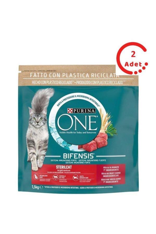 Purina One Sığır Etli Kısırlaştırılmış Yetişkin Kedi Maması 1,5 Kg X 2 Adet - Image 1