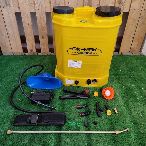 AK-MAK ŞARJLI 16 LİTRE SIRT POMPASI SARI BASINÇ AYARLI SIRT PULVERİZATÖRÜ İLAÇLAMA MAKİNASI - Image 1