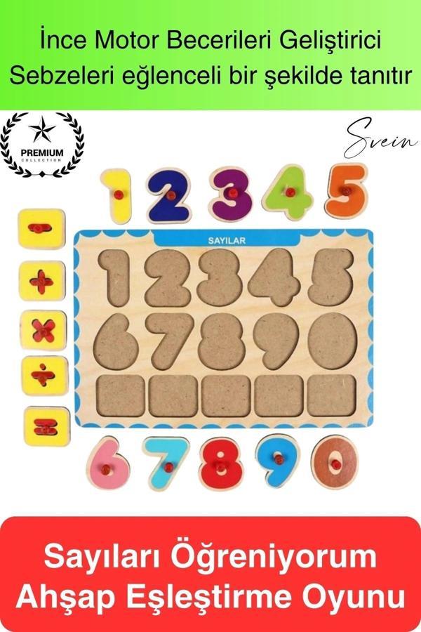 Premium Sayılar Ahşap Bul Tak Puzzle Eğitici Oyuncak Zeka Geliştirici Tutmalı Motor Becerisi Gelişim - Image 1