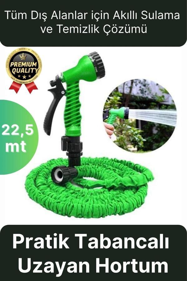 Çok Amaçlı Kırılmaz Dolaşmaz 7 Fonksiyonlu Bahçe Sulama Araç Yıkama Tabancalı Uzayan Hortum 22,5 Mt - Image 1