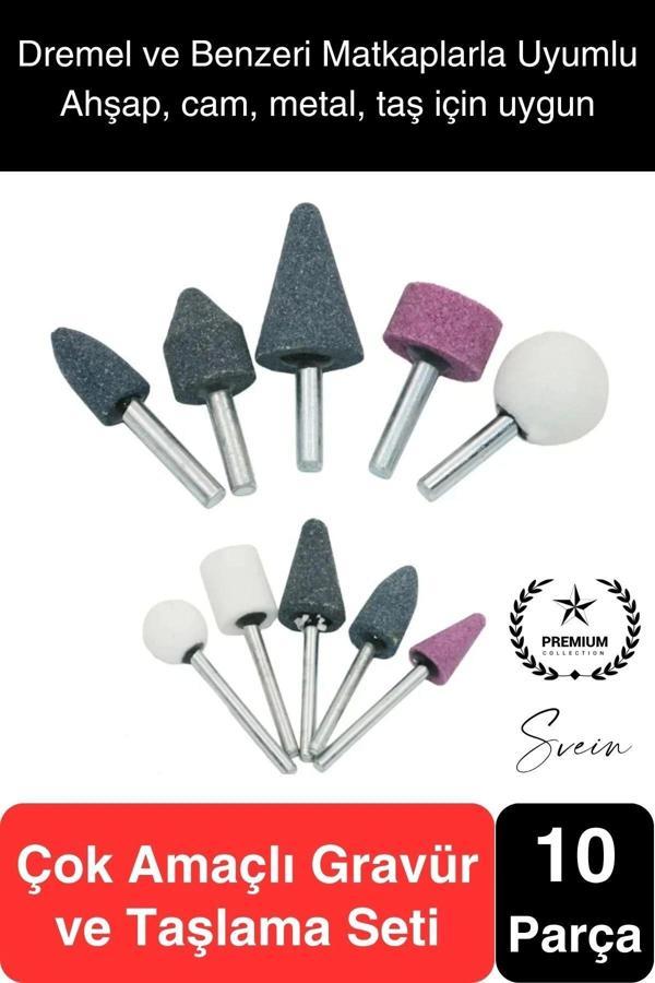 10 Parça Hobi Gravür Dremel Taşlama Ucu Mini Metal Ahşap Oyma Seti Parlatma Zımparalama Fırçalama - Image 1