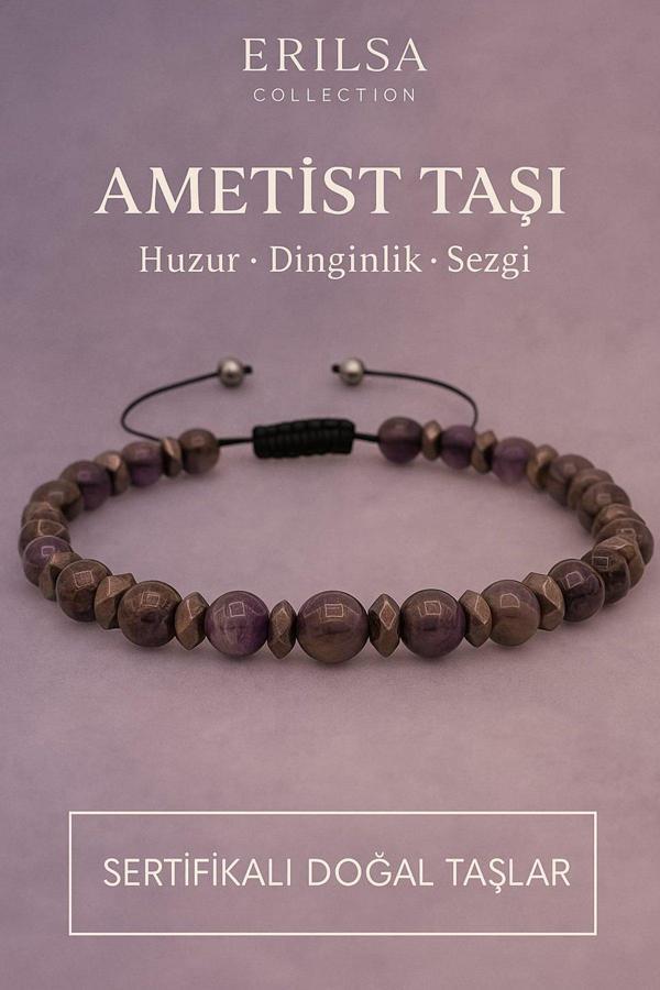 Sertifikalı Premium Ametist Taşı Bileklik – Huzur, Sezgi ve Ruhsal Dinginlik - Image 1