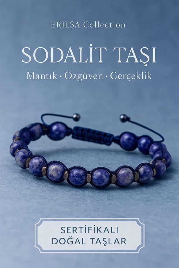 Sertifikalı Sodalit ve Terahertz Taşı Bileklik – Özgüven, Mantık ve Odaklı Şıklığın Güçlü Hali - Image 1