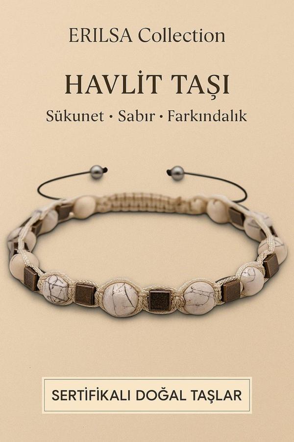Sertifikalı Havlit ve Terahertz Taşı Bileklik – Zihinsel Sakinlik ve Enerji Dengeleyici - Image 1