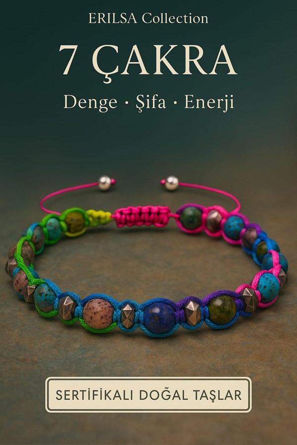 Sertifikalı 7 Çakra Doğal Taş Bileklik – Denge, Şifa ve Enerji Uyumu - Image 1