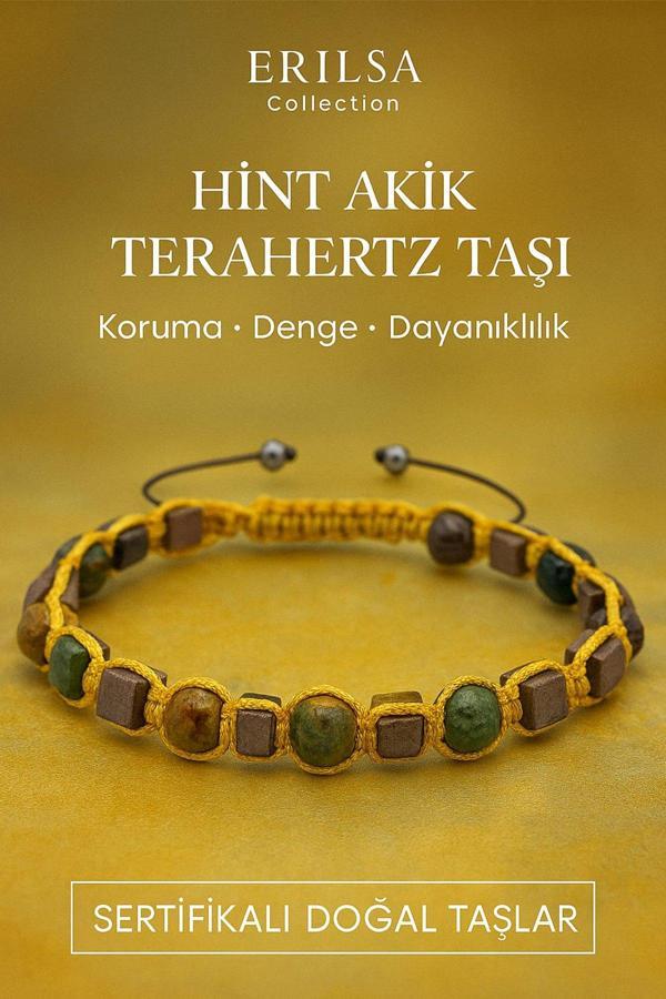 Sertifikalı Hint Akik ve Terahertz Taşı Bileklik – Güç, Koruma ve Dengeyi Bir Araya Getirir - Image 1