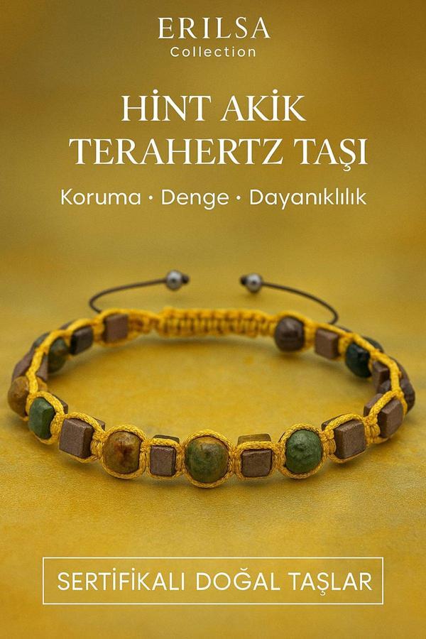 Sertifikalı Premium Hint Akik ve Terahertz Taşı Bileklik – Denge, Koruma ve Güç Veren Takı - Image 1