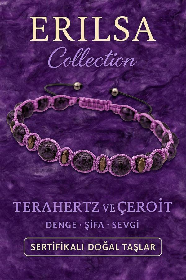 Sertifikalı Çeroit ve Terahertz Taşı Bileklik – Ruhsal Şifa, Denge ve Sevgiyi Bileğinde Hisset - Image 1