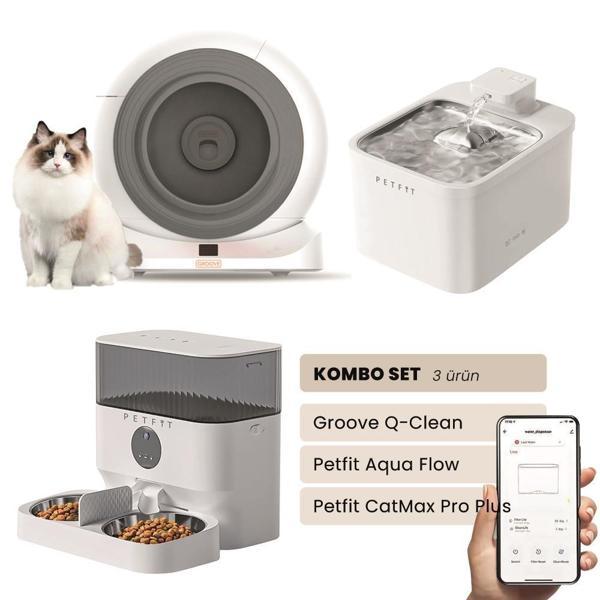 Petfit Groove Q-Clean Akıllı Otomatik Kedi Tuvaleti+ Aqua Flow Akıllı Su Pınarı+ Catmax Proplus Mama Kabı - Image 1