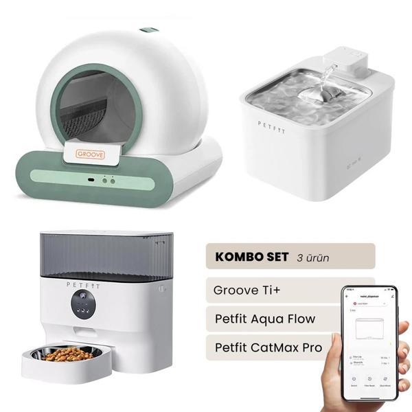 Petfit Groove Ti+ Akıllı Otomatik Kedi Tuvaleti + Aqua Flow Akıllı Su Pınarı+ Catmax Pro Akıllı Mama Kabı - Image 1