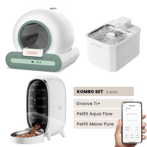 Petfit Groove Ti+ Akıllı Otomatik Kedi Tuvaleti+ Aqua Flow Akıllı Su Pınarı+ Meow Pure Akıllı Mama Kabı - Image 1