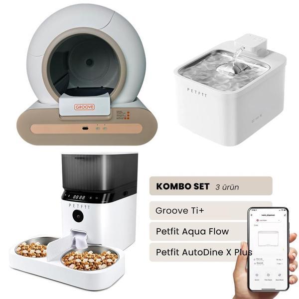 Petfit Groove Ti+ Akıllı Otomatik Kedi Tuvaleti+ Aqua Flow Akıllı Su Pınarı+ Autodine X Plusmama Kabı - Image 1