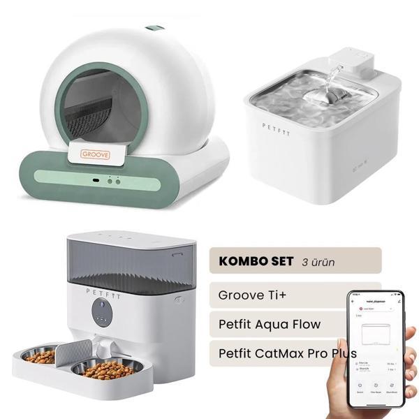 Petfit Groove Ti+ Akıllı Otomatik Kedi Tuvaleti+ Aqua Flow Akıllı Su Pınarı+ Catmax Pro Plus Mama Kabı - Image 1