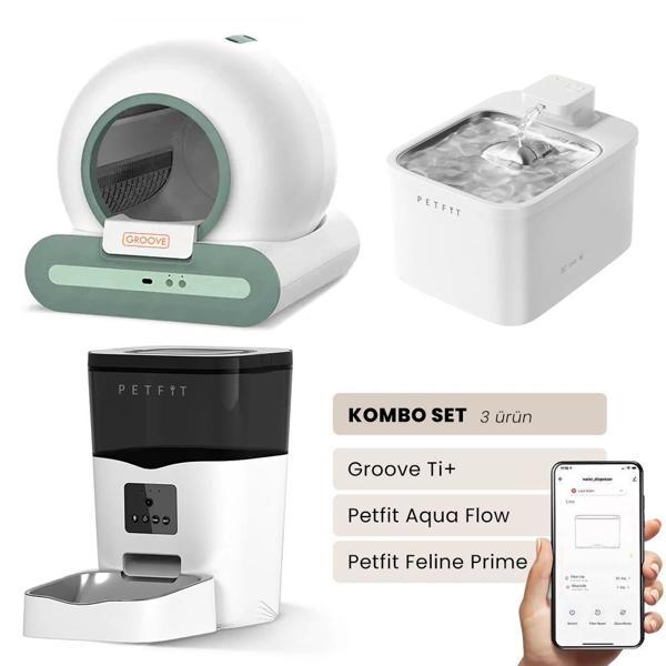 Petfit Groove Ti+ Akıllı Otomatik Kedi Tuvaleti+ Aqua Flow Akıllı Su Pınarı+ Feline Prime Mama Kabı - Image 1