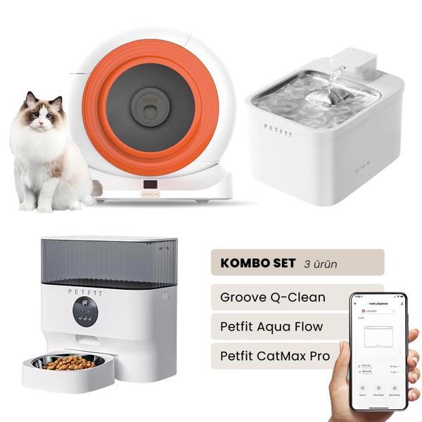 Petfit Groove Q-Clean Akıllı Otomatik Kedi Tuvaleti+ Aqua Flow Akıllı Su Pınarı+ Catmax Pro Mama Kabı - Image 1