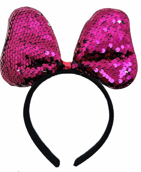 Büro Ev Ofis Etkinlik Gösteri Kostüm Tacı için 20x16CM Fuşya Silver Pullu Payetli Fiyonk Taç - Image 1