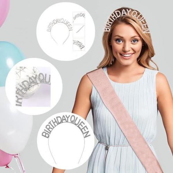 Büro Ev Ofis Etkinlik Gösteri Kraliçe Kostüm Tacı için Birthday Queen Yazılı Taç - Image 1