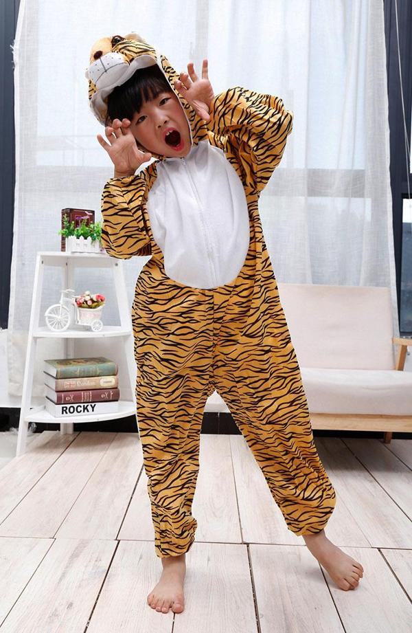 Büro Ev Ofis Etkinlik Gösteri Çocuk Kostümü için 5YAŞ 100CM Aslan Kaplan Kostümü  - Image 1