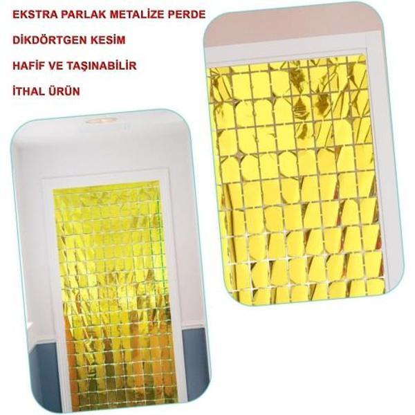Büro Ev Ofis Etkinik Dekoru için 1x2MT Golden Disko Dikdörtgen Kapı Perdesi - Image 1