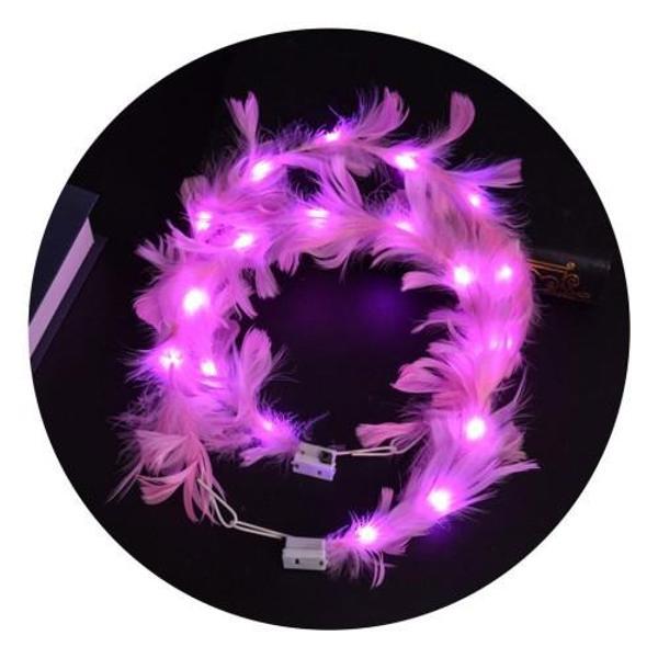 Büro Ev Ofis Etkinlik Gösteri Kostüm Tacı için 3MOD RGB Led Işıklı Otrişli Pembe Taç - Image 1