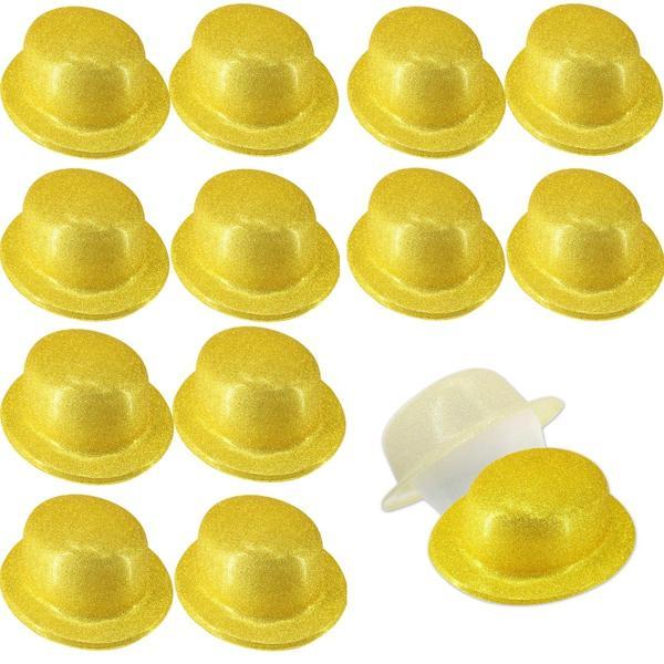 Büro Ev Ofis Etkinlik Gösteri Retro Kostümü Şapkası için 12ADET Golden Simli Melon Şapka Seti - Image 1