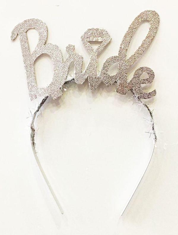 Büro Ev Ofis Etkinlik Gösteri Kostüm Tacı için Silver Bekarlığa Veda İtalik Yazı Alyanslı Bride Taç - Image 1