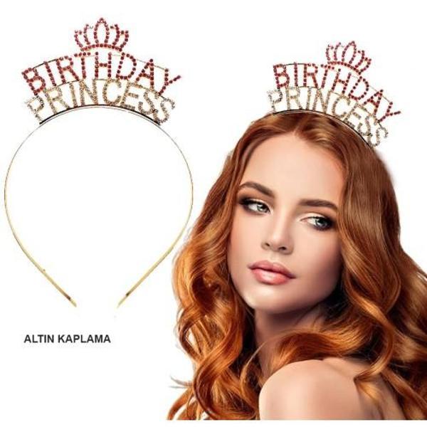 Büro Ev Ofis Etkinlik Gösteri Doğum Günü için Golden Kaplı Birthday Princess Kristal Taç - Image 1