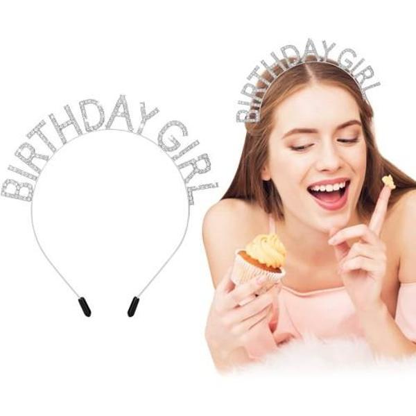 Büro Ev Ofis Etkinlik Gösteri Doğum Günü Kostüm Tacı için Silver Kristal Taşlı Birthday Girl Taç - Image 1