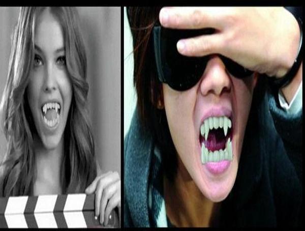 Büro Ev Ofis Etkinlik Gösteri Vampir Kostümü için Beyaz Drakula Dişi - Image 1