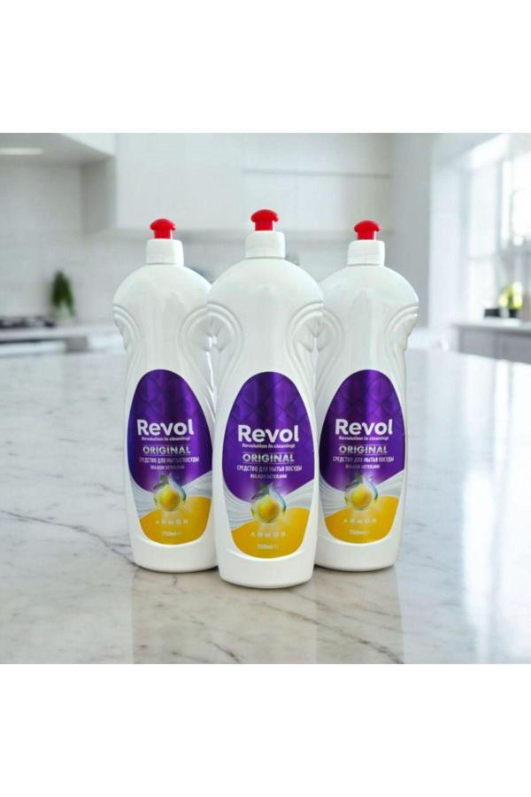 Revol Sıvı Bulaşık Deterjanı Limon Kokulu 750 Ml. 3'Lü Set - Image 1