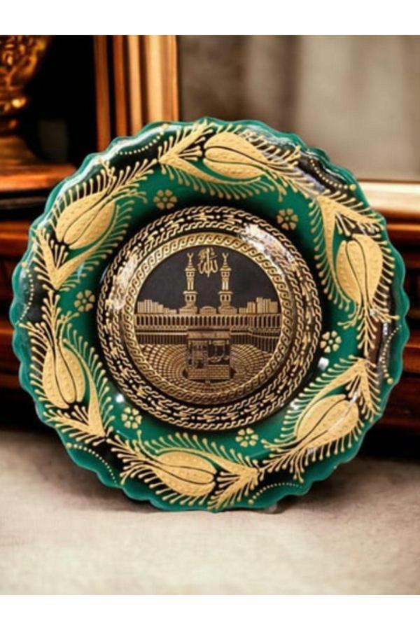 Trend Ucuzluk Çini El Işi Altın Yaldızlı Kabe Siyah 30Cm Tabak - Image 1
