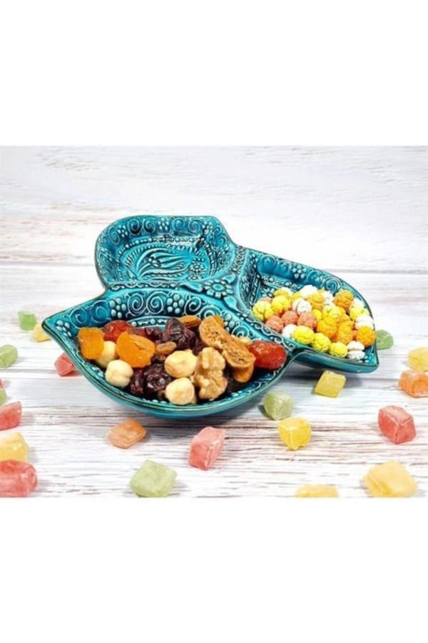 Trend Ucuzluk Çini Yonca Çerezlik 3Lü El Yapımı 20Cm Kahvaltılık Sosluk Baharatlık (Yeşil) - Image 1