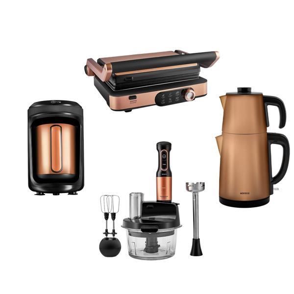 Karaca Gurme Premium Inox Evlilik Paketi Tost, Kahve, Çay Makinesi ve Mutfak Robotu Copper - Image 1