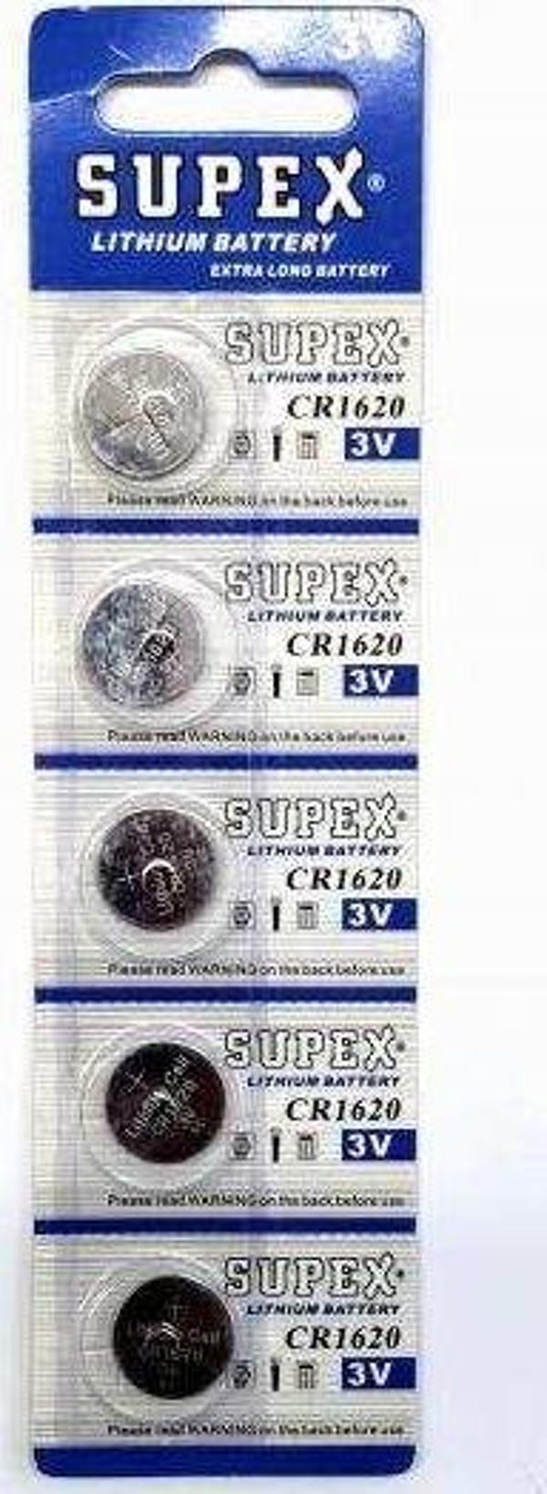 Supex CR1620-C5 3V Lityum Düğme Pil 5'li Paket - Image 1