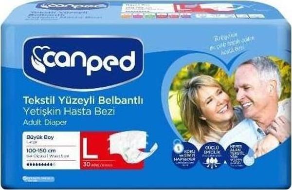 Canped Tekstil Yüzeyli Belbantlı Yetişkin Hasta Bezi Large 30'Lu - Image 1