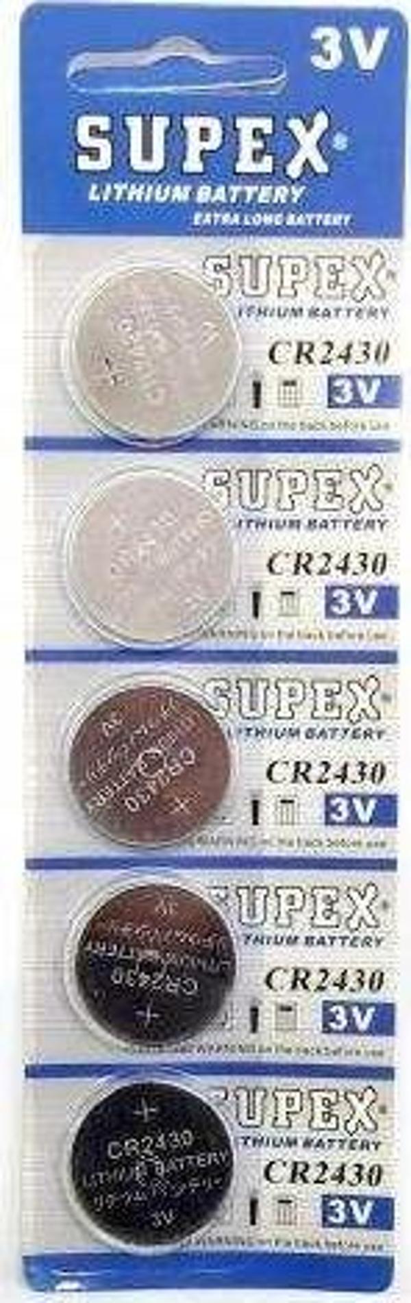 Supex CR2430-C5 3V Lityum Düğme Pil 5'li Paket - Image 1