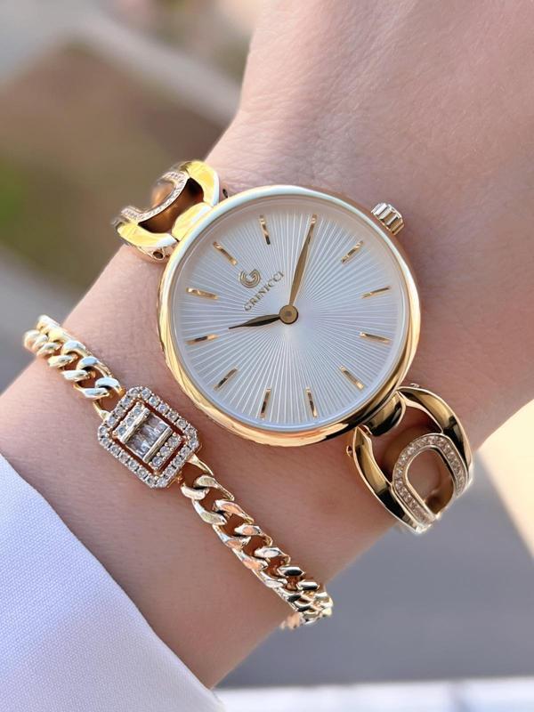 Revello Altın Kaplama Kararma Renk Atma Yapmaz 3Atm Su Geçirmez+Bileklik Lady Wristwatch GRC.101.M3 - Image 1