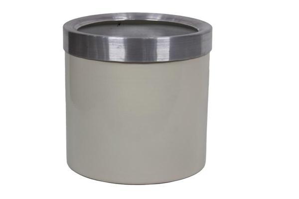 Metal Saksı Beyaz Gümüş Bilezikli 25*25*25 - Image 1