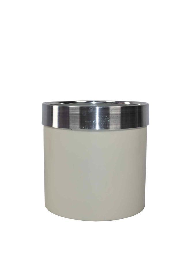 Metal Saksı Krem Gümüş Bilezikli 35*35*35 - Image 1