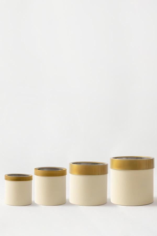 Metal Saksı Krem Gold Bilezikli 4'lü Set - Image 1