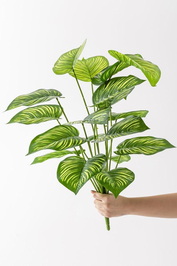 Yapay Salon Köşe Çiçeği Devetabanı Yeşil Sarı 65 Cm Saksısız - Image 1