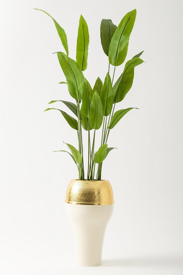 Yapay Starliçe Ağacı 230 Cm Krem Gold Geniş Bilezkli Damla Saksı - Image 1