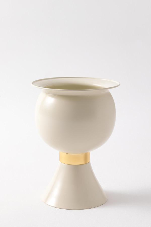 Metal Darbuka Saksı Krem 30*45 - Image 1