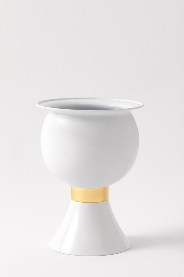 Metal Darbuka Saksı Beyaz 30*45 - Image 1