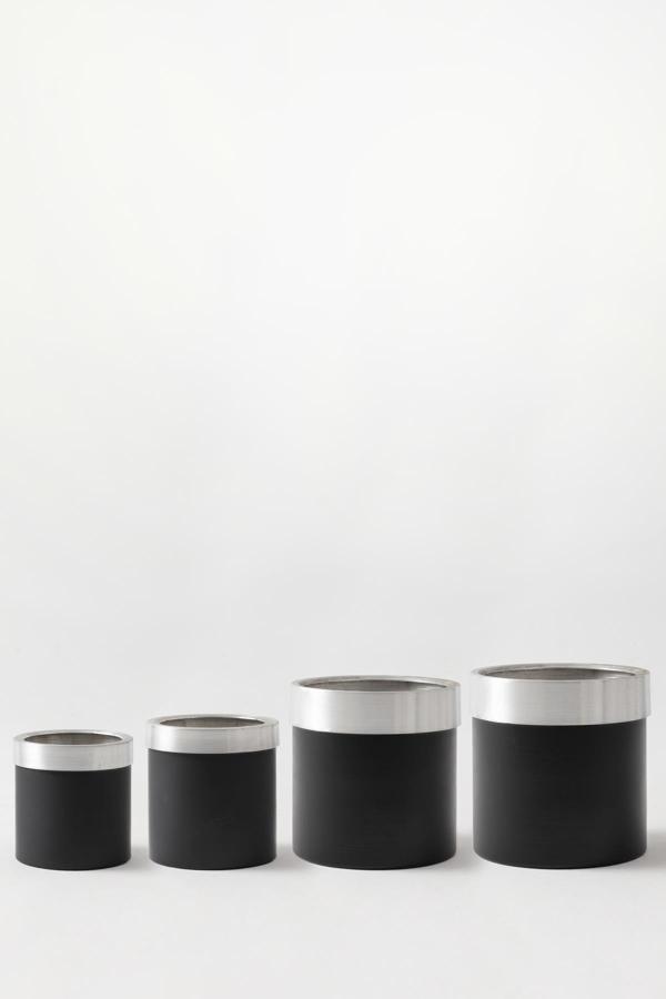 Metal Saksı Siyah Gümüş Bilezikli 4'lü Set - Image 1