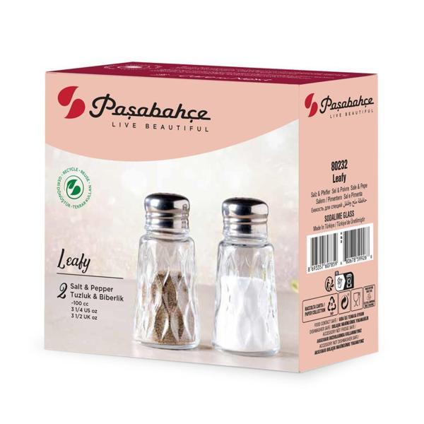 Paşabahçe 80232 Leafy 2 li Tuzluk-Biberlik Set 100 cc - Image 1
